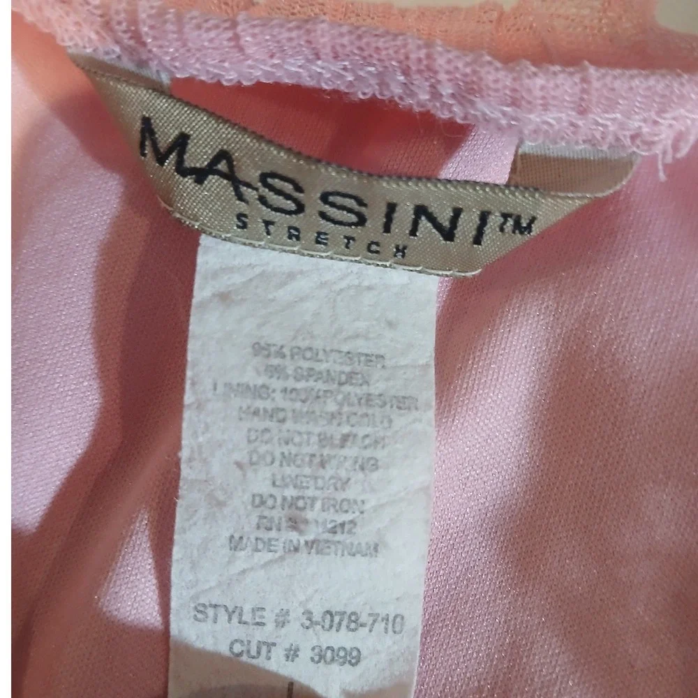Massini Pink Ruffled V-Neck Blouse Mesh Pleated Top Large Fairy Feminine Stretch - Picture 8 of 9